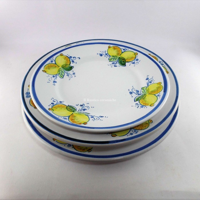 Servizio piatti da tavola in ceramica di Caltagirone  3pz